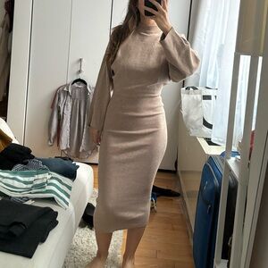 Mango camel sweater dress